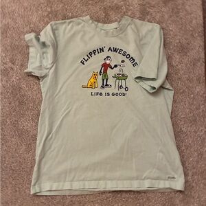 Life Is Good Light Green "Flippin' Awesome" Short Sleeve Tee